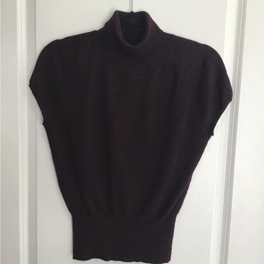 LAUNDRY Sleeveless Turtleneck Womens‎ L Burgundy Silk Wool Spandex